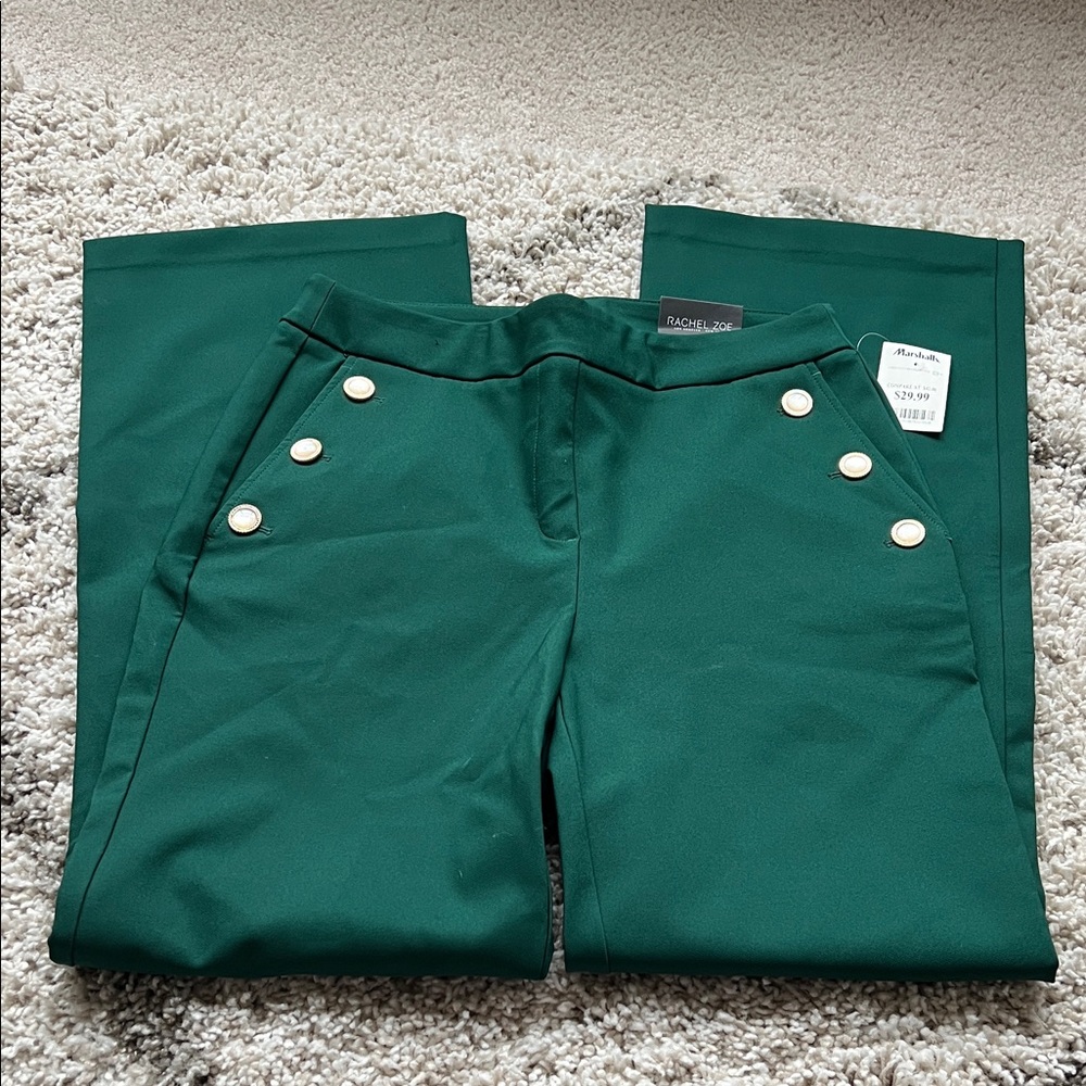 Rachel Zoe Green Trousers with Button Detail